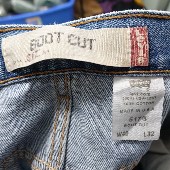 VINTAGE LEVI'S 517 BOOT CUT USA MADE DENIM BLUE JEANS MENS SZ 40X32 (39X32) - Picture 11 of 11